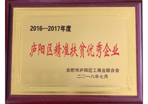 安徽谈球吧体育官网投资集团荣获2016-2017年度庐阳区精准扶贫优秀企业称号